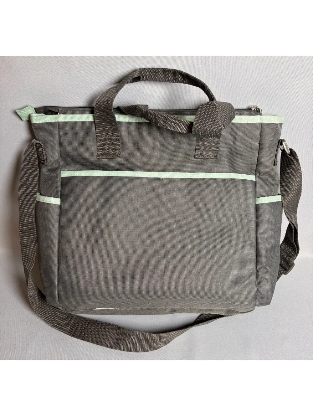 Baby Boom Gray and Mint Owl Print Diaper Bag with Changing Pad